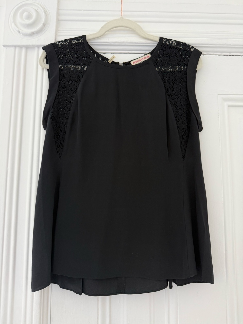 Rebecca Taylor Black Lace-Panel Sleeveless Camisole